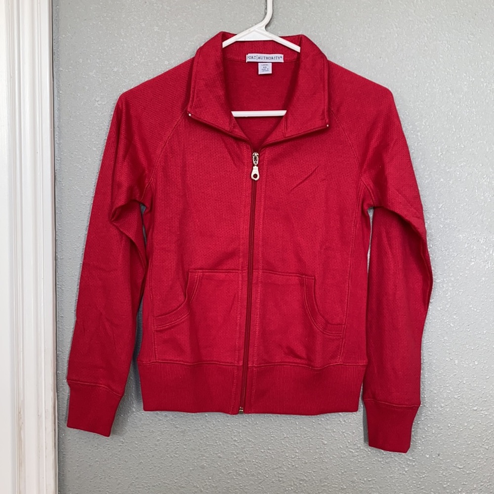 NWT Lightweight Red Zip Up Sweatshirt with pockets Size XS